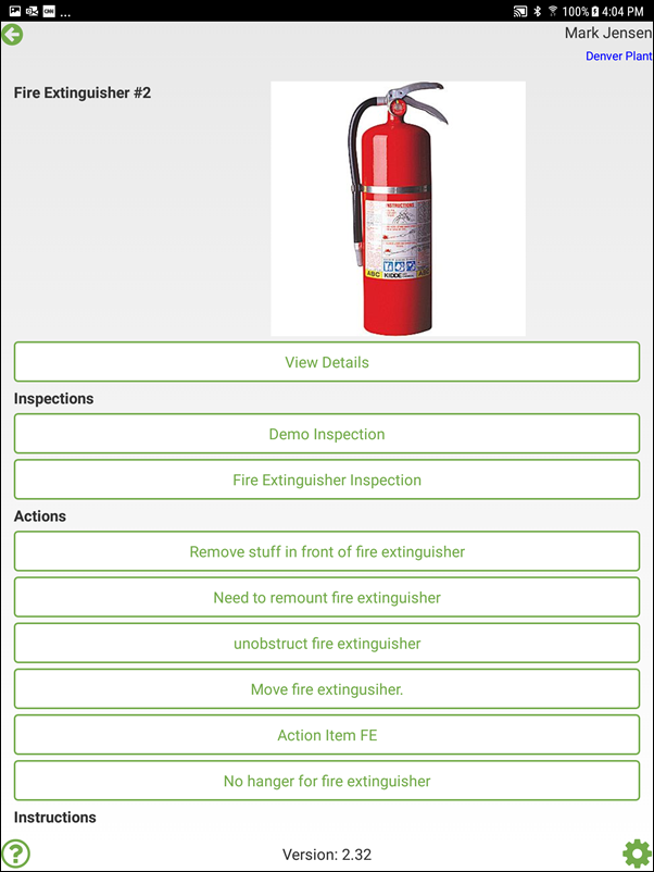 Fire Extinguisher Inspection Software Barcode, Maintenance